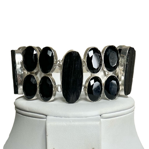 Black Tourmaline 925 Large Gemstone Bracelet